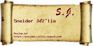 Sneider Júlia névjegykártya